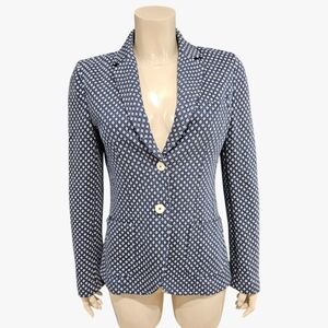 CIRCOLO 1901 Women Navy Ivory Diamond Pattern Cotton Jersey Blazer Jacket 44/M